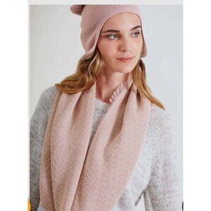 Pink Baby Alpaca Snood w/ fringe, Peruvian Patapamba, Artisan Quality, 12x46”